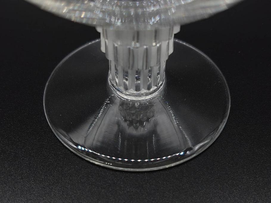 アンティーク　1950年代　ルネ・ラリック(R.LALIQUE)　バンブー(竹)　シンプルながらも洗練されたデザインに魅了されるグラス3客セット(ワイン、ゴブレット、コニャック、ブランデー、カクテル、クープ、シャンパン、シャンペン、ガラス)(R-074588)