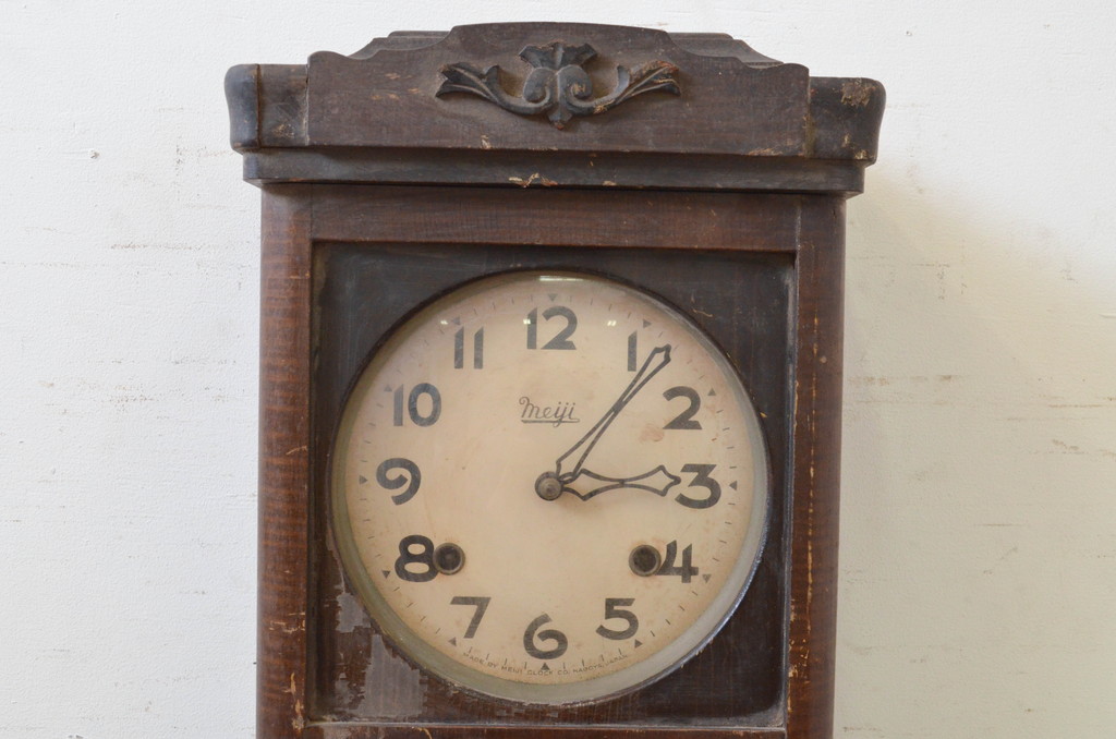 和製アンティーク　ペイント仕上げ限定　Meiji(明治時計社)　昭和レトロな雰囲気に合わせやすい掛け時計(柱時計、古時計、振り子時計)(R-072264)