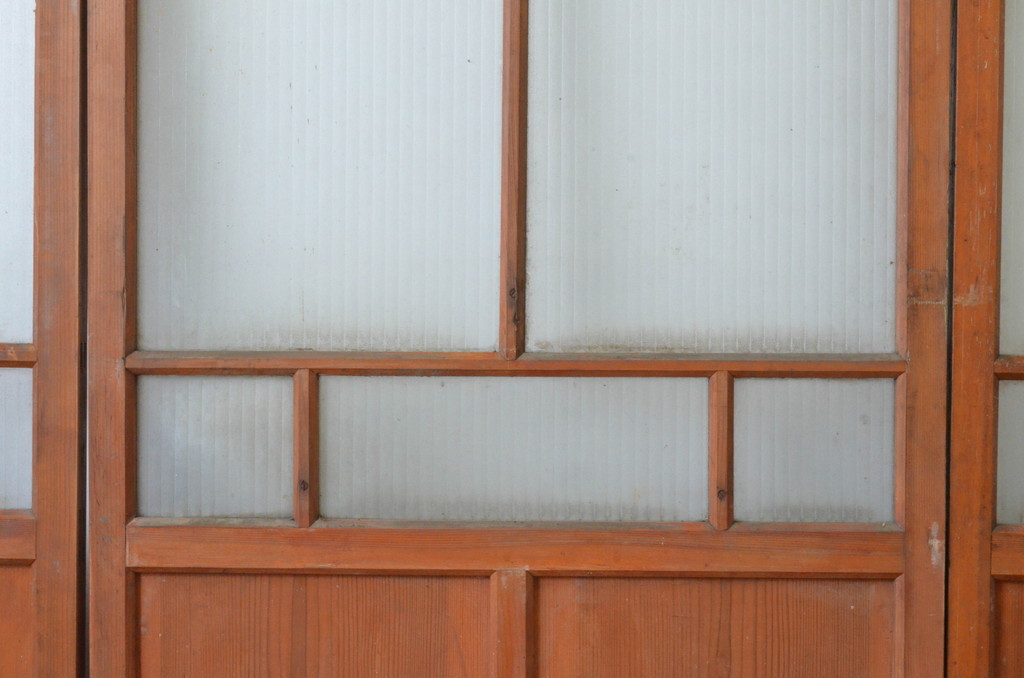 アンティーク建具　大正ロマンの雰囲気香るモールガラス戸4枚セット(引き戸)(R-065072)