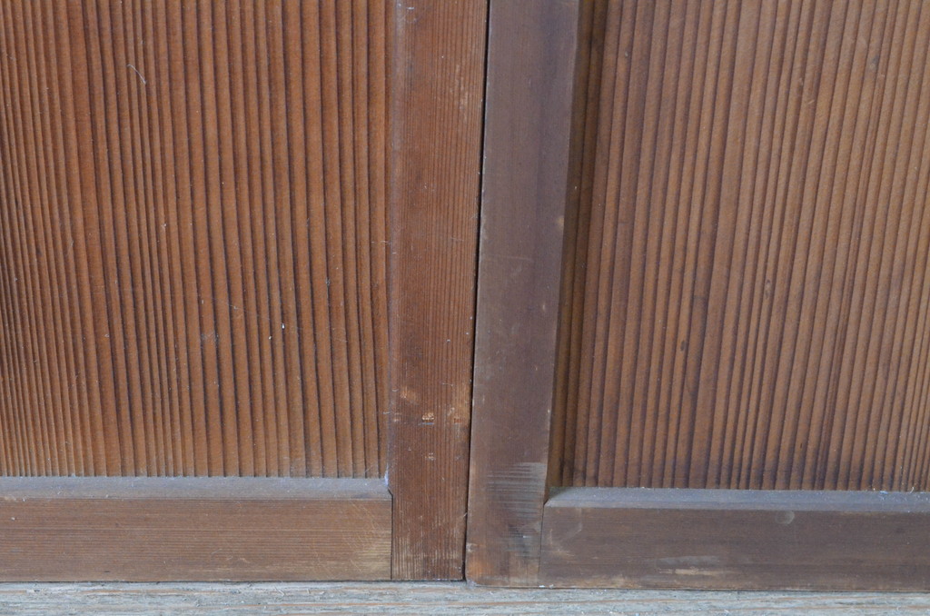 アンティーク建具　上手物!!　腰板杉材笹木の幅広高級　障子戸2枚セット(引き戸)(R-065073)