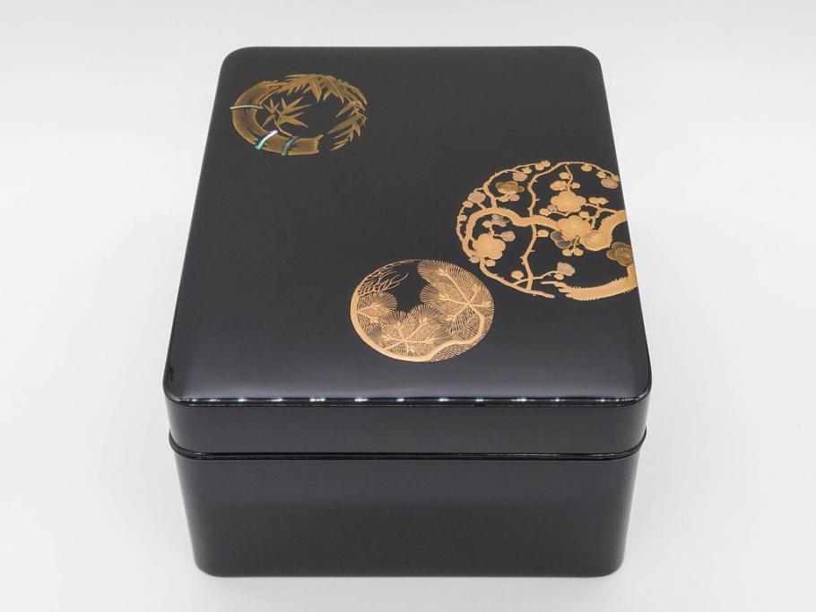 大正～昭和初期　金蒔絵　松竹梅　雅な佇まいの文箱(木製、硯箱、小物入れ、漆器、手許箱、書道具)(R-079615)