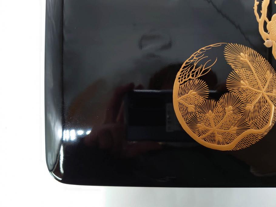 大正～昭和初期　金蒔絵　松竹梅　雅な佇まいの文箱(木製、硯箱、小物入れ、漆器、手許箱、書道具)(R-079615)