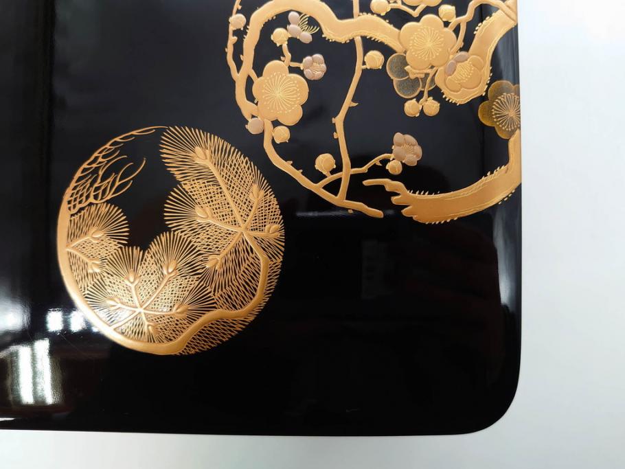 大正～昭和初期　金蒔絵　松竹梅　雅な佇まいの文箱(木製、硯箱、小物入れ、漆器、手許箱、書道具)(R-079615)