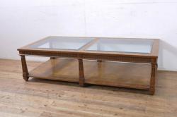 中古　DREXEL HERITAGE(ドレクセルヘリテイジ)　高級感たっぷりなガラストップのセンターテーブル(ローテーブル、リビングテーブル、カクテルテーブル)(定価約60万円)(R-065859)