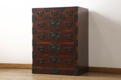 中古　美品　岩谷堂箪笥　堂々とした佇まいの整理箪笥(和たんす、引き出し、チェスト)(R-053517)