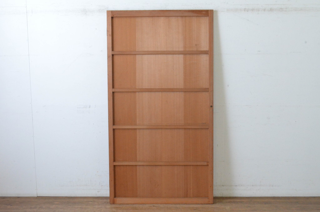  アンティーク建具　上手物!!　美しい柾目　真鍮つまみ付き　板戸扉1枚(舞良戸、帯戸、ドア)(R-065080)