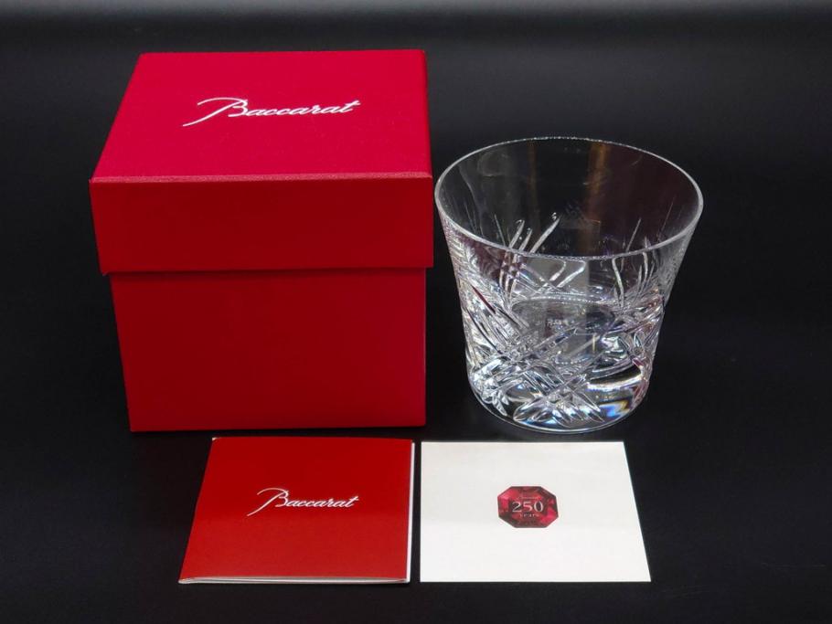 未使用　フランス　Baccarat　バカラ　STELLA(ステラ)　イヤータンブラー2014　キラキラとした輝きに見惚れるロックグラス2客セット(創設250周年記念、コップ、グラス、フルレッドクリスタルガラス、共箱付き)(R-079639)