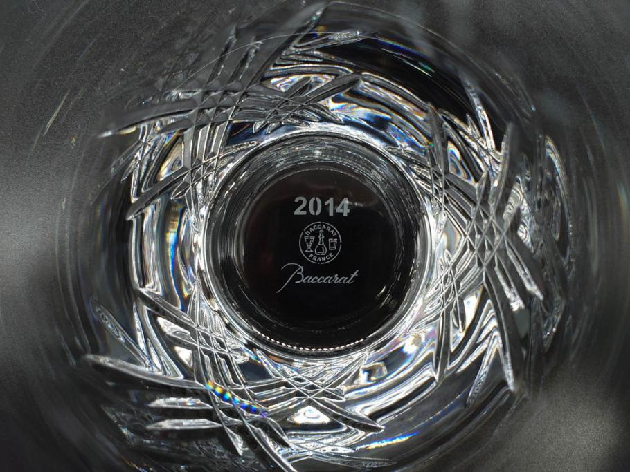未使用　フランス　Baccarat　バカラ　STELLA(ステラ)　イヤータンブラー2014　繊細なカッティングが魅力のロックグラス2客セット(創設250周年記念、コップ、グラス、フルレッドクリスタルガラス、共箱付き)(R-079640)