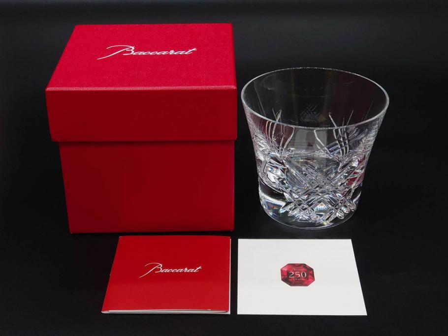 未使用　フランス　Baccarat　バカラ　STELLA(ステラ)　イヤータンブラー2014　至福のひとときを演出するロックグラス2客セット(創設250周年記念、コップ、グラス、フルレッドクリスタルガラス、共箱付き)(R-079642)