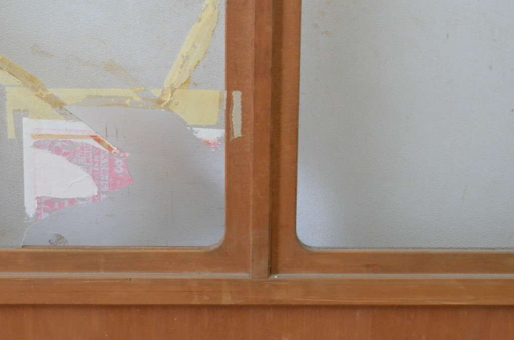 アンティーク建具　お洒落な組子格子が目を引くガラス戸3枚セット(引き戸、建具)(R-065069)