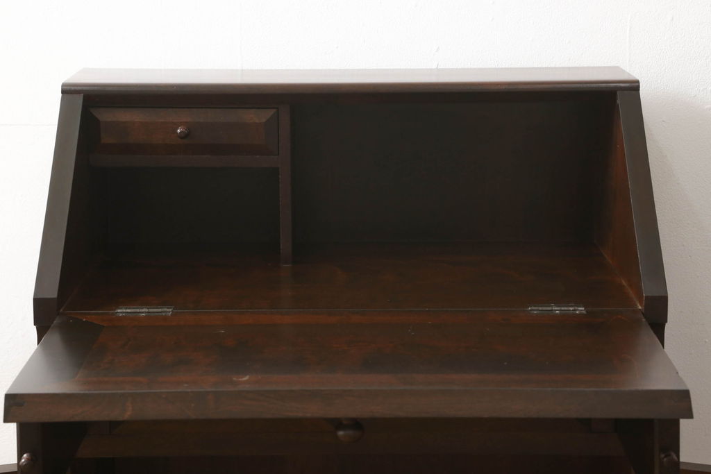 中古　美品　松本民芸家具　上品な雰囲気漂うライティングビューロー(ワークデスク、机、戸棚、キャビネット、引き出し、チェスト、在宅ワーク用)(R-060270)