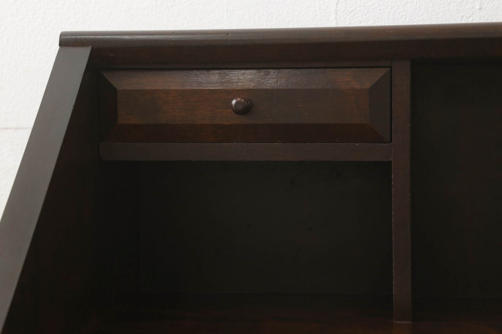 中古　美品　松本民芸家具　上品な雰囲気漂うライティングビューロー(ワークデスク、机、戸棚、キャビネット、引き出し、チェスト、在宅ワーク用)(R-060270)