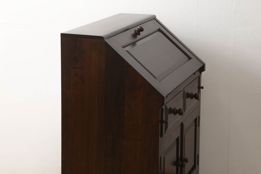 中古　美品　松本民芸家具　上品な雰囲気漂うライティングビューロー(ワークデスク、机、戸棚、キャビネット、引き出し、チェスト、在宅ワーク用)(R-060270)