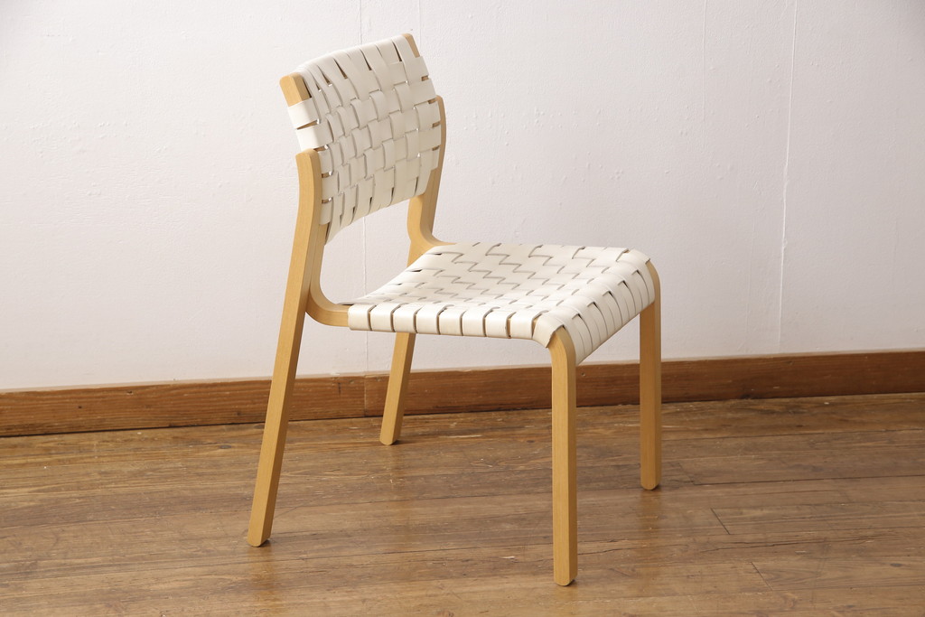中古　arflex(アルフレックス)　NT(エヌティー)　革を編み込んだデザインが個性的なチェア(ダイニングチェア、椅子、イス)(R-053553)