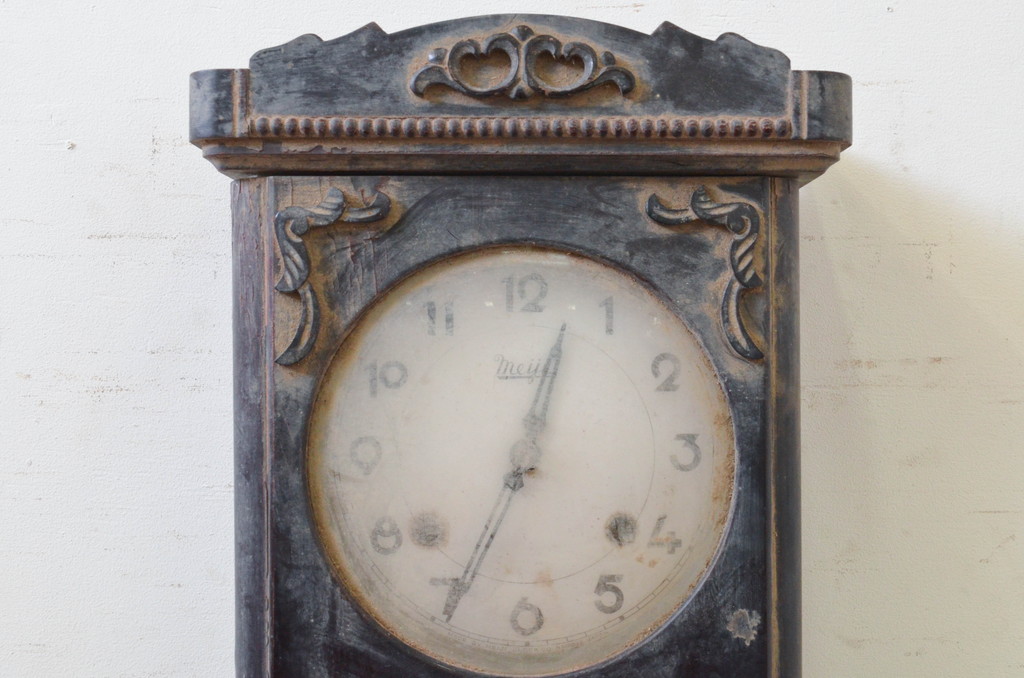 和製アンティーク　Meiji(明治時計社)　クラシカルな佇まいの掛け時計(柱時計、古時計、振り子時計)(R-072269)
