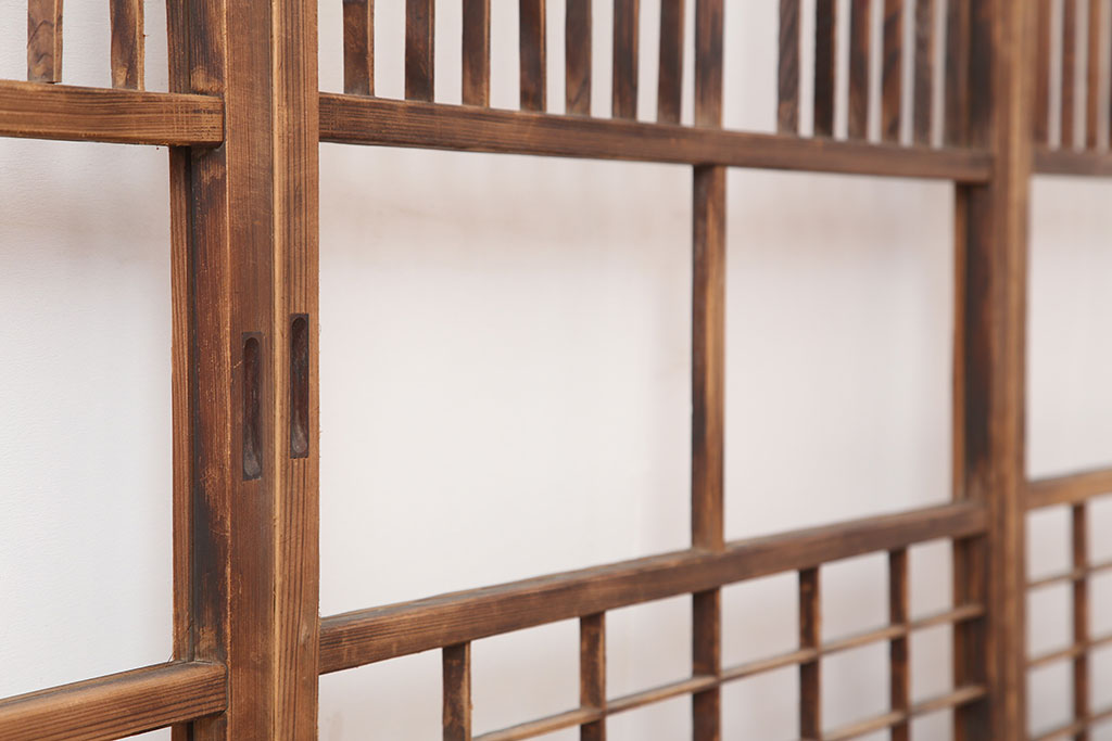 アンティーク建具　昭和初期　和モダンな雰囲気作りにおすすめのガラス障子戸4枚セット(引き戸)(R-044954)