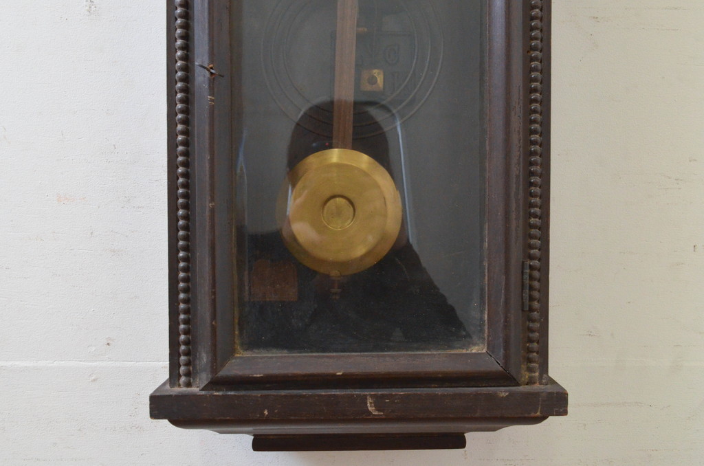 和製アンティーク　横浜エムズイ商会　TRADE(Z)MARK(トレードマーク)　横窓縁のダイヤガラスが素敵な掛け時計(柱時計、古時計、振り子時計)(R-072397)