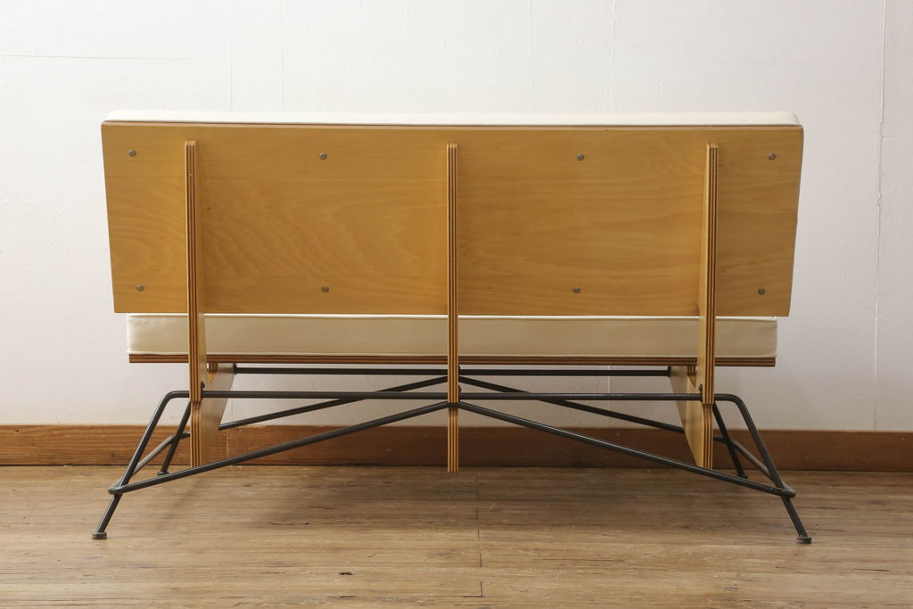 中古　美品　DWARF(ドワーフ)　MEISTER(マイスター)　MS2 Sofa　座面の生地と合板、スチールの異素材の組み合わせがお洒落な2シーター(2人掛けソファ、2P、二人掛け)(定価約23万円)(R-058805)