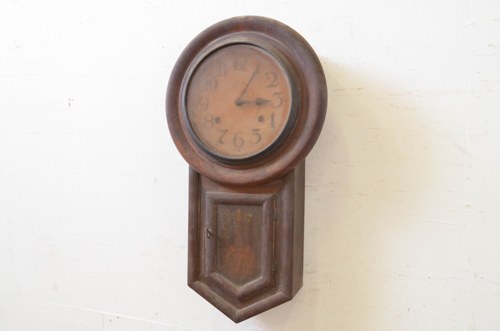 和製アンティーク　古い木味が魅力の掛け時計(柱時計、古時計、振り子時計)(R-072400)