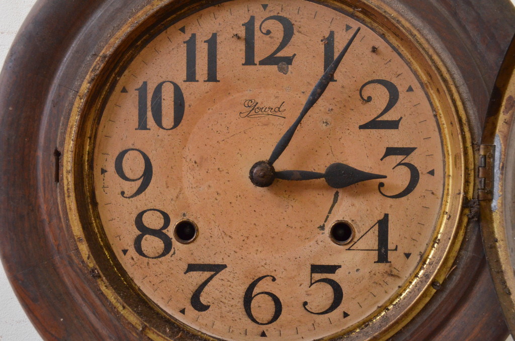 和製アンティーク　古い木味が魅力の掛け時計(柱時計、古時計、振り子時計)(R-072400)