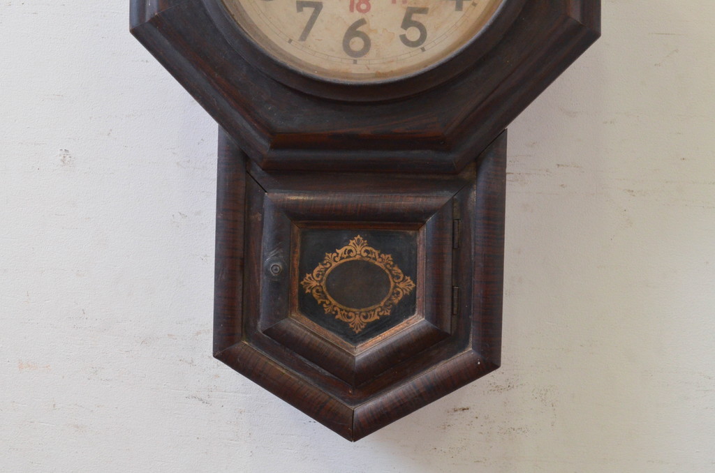 和製アンティーク　HAYASHI ICHIBE(林市兵衛)　TRADE(H)MARK(トレードマーク)　林時計　大正ロマンの雰囲気漂う掛け時計(柱時計、古時計、振り子時計)(R-072401)