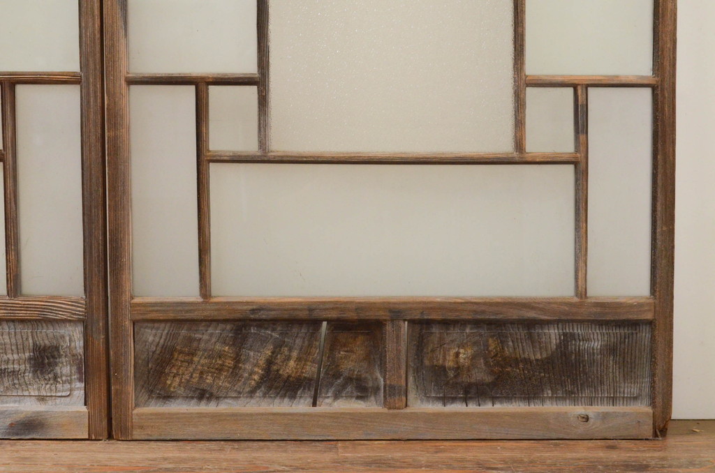 アンティーク建具　大正ロマンの空間づくりに活躍するガラス窓4枚セット(引き戸、ガラス戸)(R-071904)