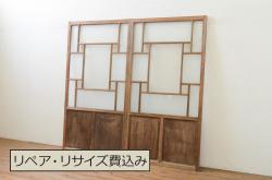 ビンテージ建具　経年を感じさせる木味が魅力の雨戸2枚セット(板戸、引き戸、ヴィンテージ)(R-065527)