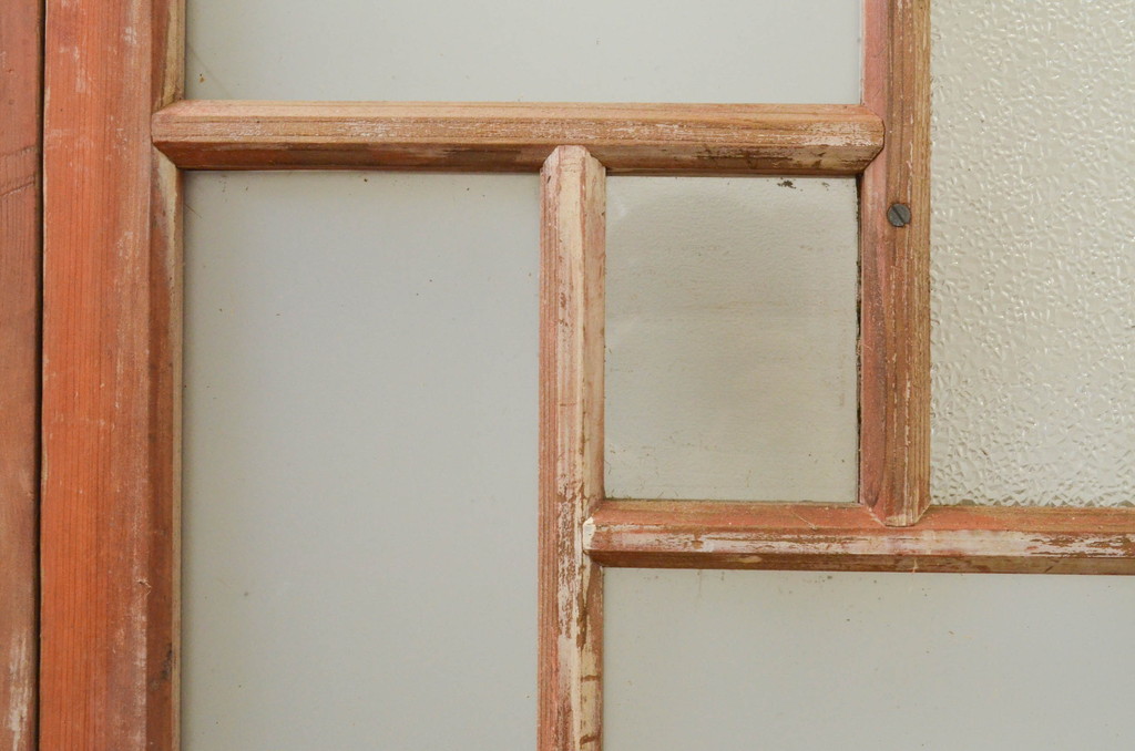 アンティーク建具　大正ロマン　ノスタルジックな雰囲気溢れるガラス戸2枚セット(引き戸)(R-071911)