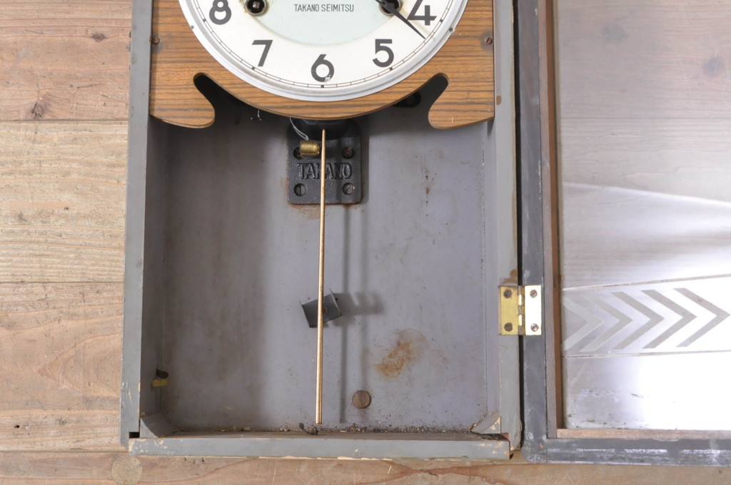 和製アンティーク　TAKANO SEIMITSU(高野精密工業)　レトロカラーの文字盤が素敵な掛け時計(柱時計、古時計、振り子時計)(R-072419)
