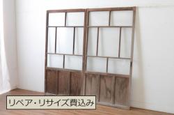 アンティーク建具　昭和中期　竹に雀の透かし彫りが風情のある御簾戸4枚セット(簾戸、簀戸、葭戸、夏障子、夏戸、葦戸)(R-044051)