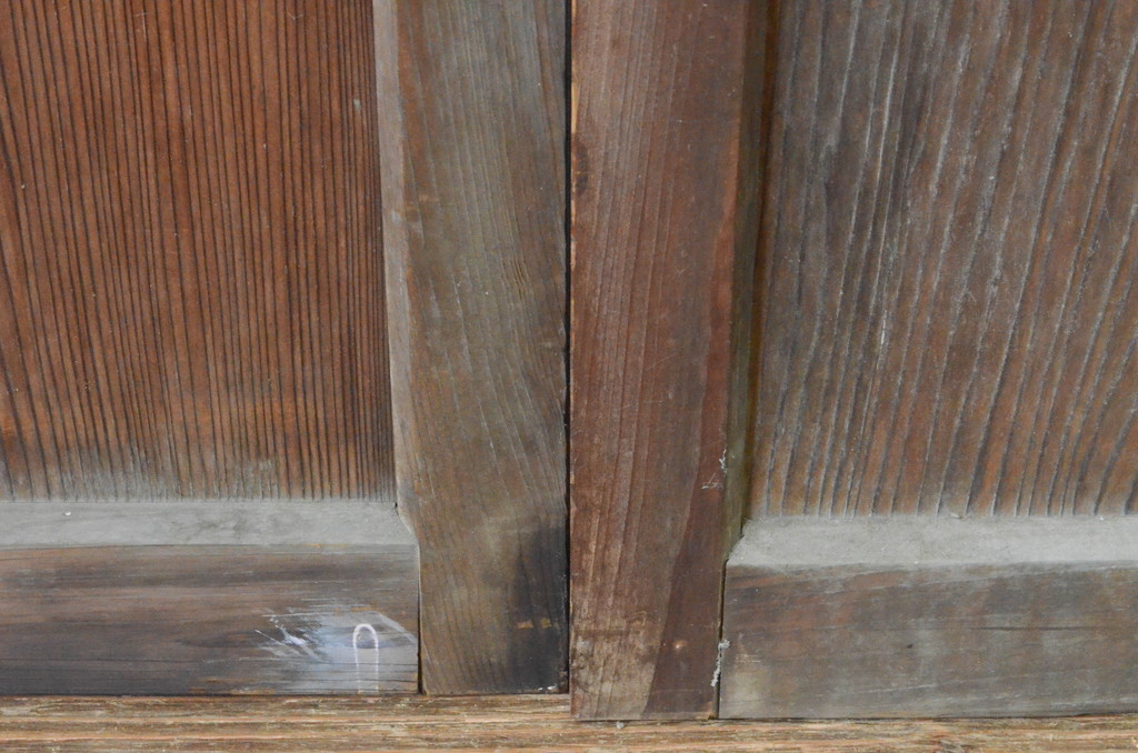 アンティーク建具　経年の趣ある木味が魅力のガラス戸4枚セット(引き戸、)(R-065498)