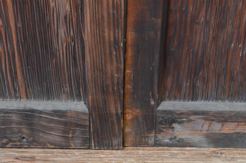 アンティーク建具　経年の趣ある木味が魅力のガラス戸4枚セット(引き戸)(R-065499)