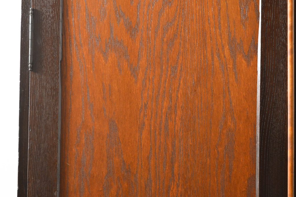 和製アンティーク　枠ケヤキ材　落ち着いた色合いが魅力的な薄型ワードローブ(収納棚、洋服タンス)(R-055778)