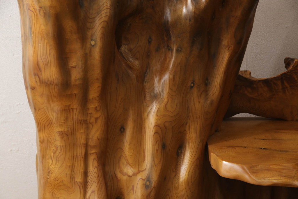 中古　美品　屋久杉の生命力溢れる美しさが魅力の飾り棚(オープンシェルフ、ディスプレイラック、花台)(定価約180万円)(R-066136)　