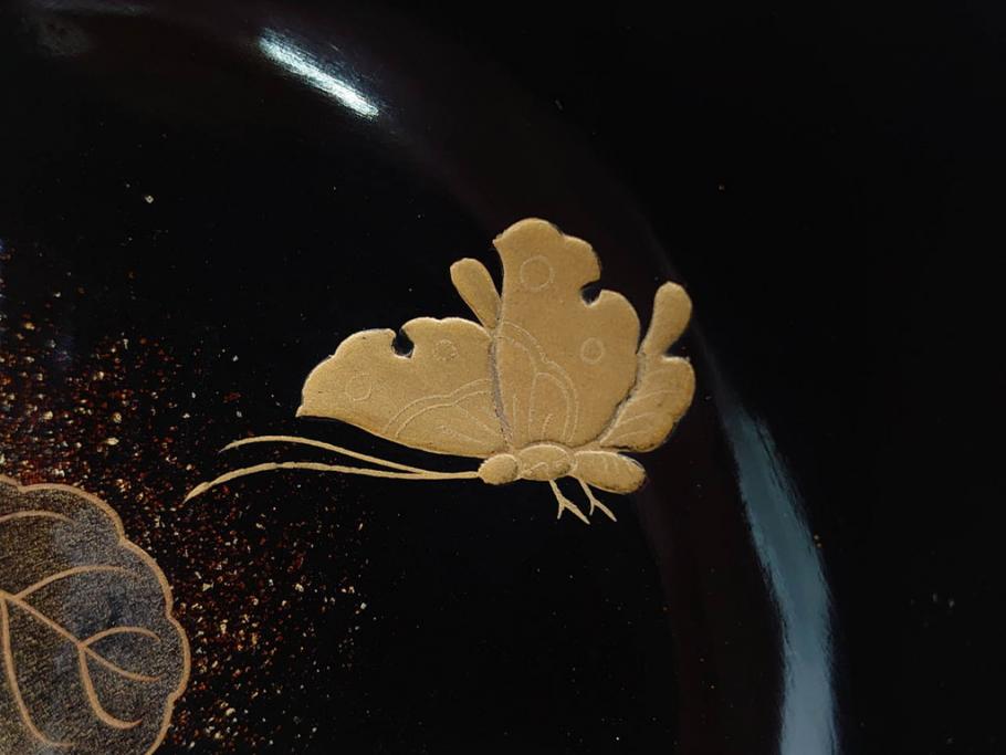 明治期　輪島塗　木製　漆器　金蒔絵　気品漂うお椀10客セット(蓮、菊、蝶、ちょう、花、蓋付き、汁椀、吸物椀、漆芸、和食器)(R-079649)