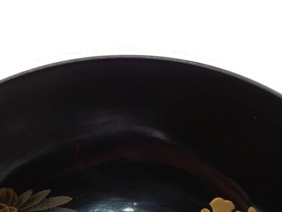 明治期　輪島塗　木製　漆器　金蒔絵　気品漂うお椀10客セット(蓮、菊、蝶、ちょう、花、蓋付き、汁椀、吸物椀、漆芸、和食器)(R-079649)