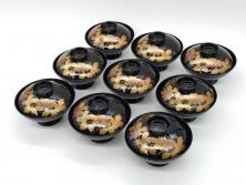 昭和期　輪島塗　漆器　木製　金蒔絵　豪華な金彩が美しいお椀9客セット(鉄線花?、漆芸、蓋付き、汁椀、吸物椀、和食器)(R-079650)　