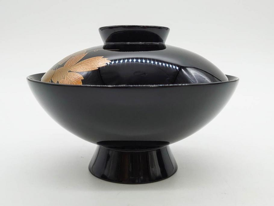 昭和期　輪島塗　漆器　木製　金蒔絵　豪華な金彩が美しいお椀9客セット(鉄線花?、漆芸、蓋付き、汁椀、吸物椀、和食器)(R-079650)　