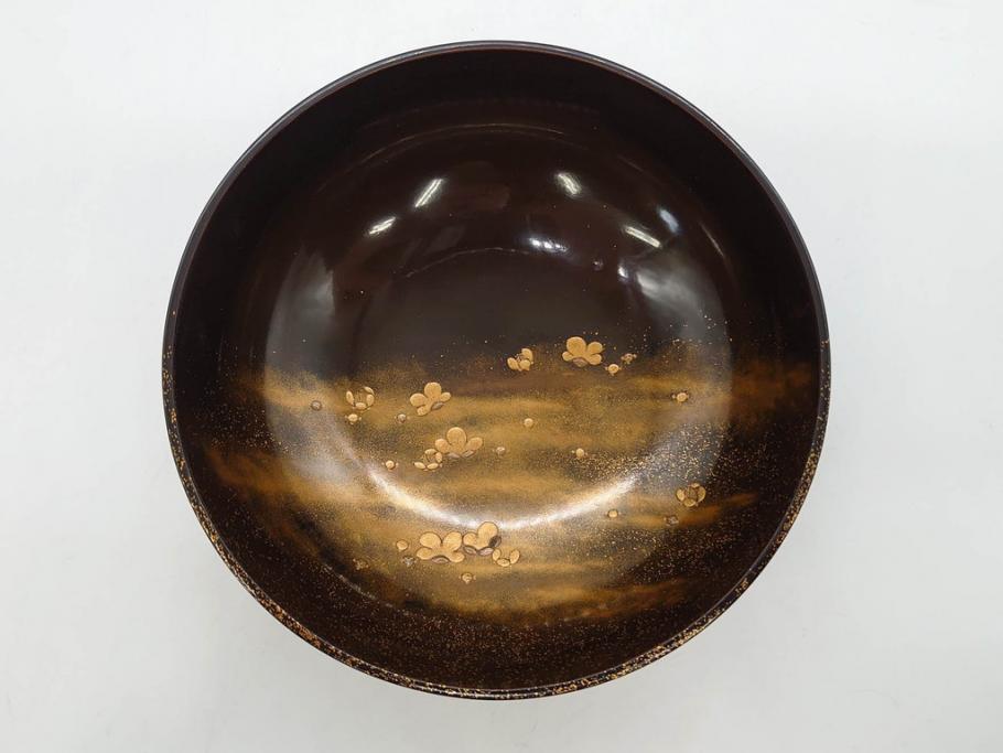 明治期　上手物　高蒔絵　金梨地　梅竹　眩い煌めきに見惚れる煮物椀10客セット(笹、漆器、和食器、木製椀、汁椀、吸物椀、お椀、共箱付き)(R-079680)