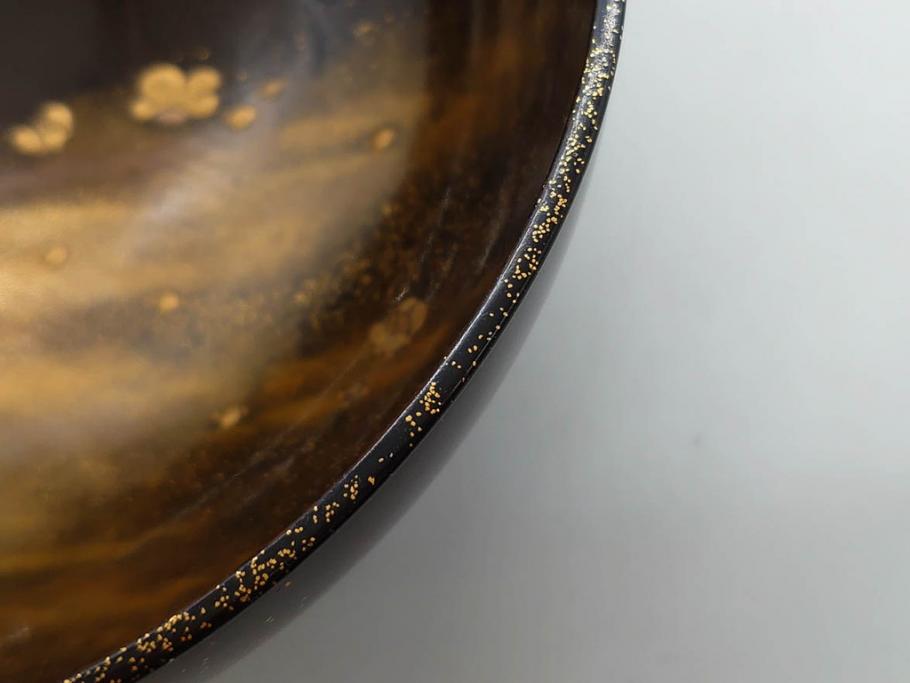 明治期　上手物　高蒔絵　金梨地　梅竹　眩い煌めきに見惚れる煮物椀10客セット(笹、漆器、和食器、木製椀、汁椀、吸物椀、お椀、共箱付き)(R-079680)