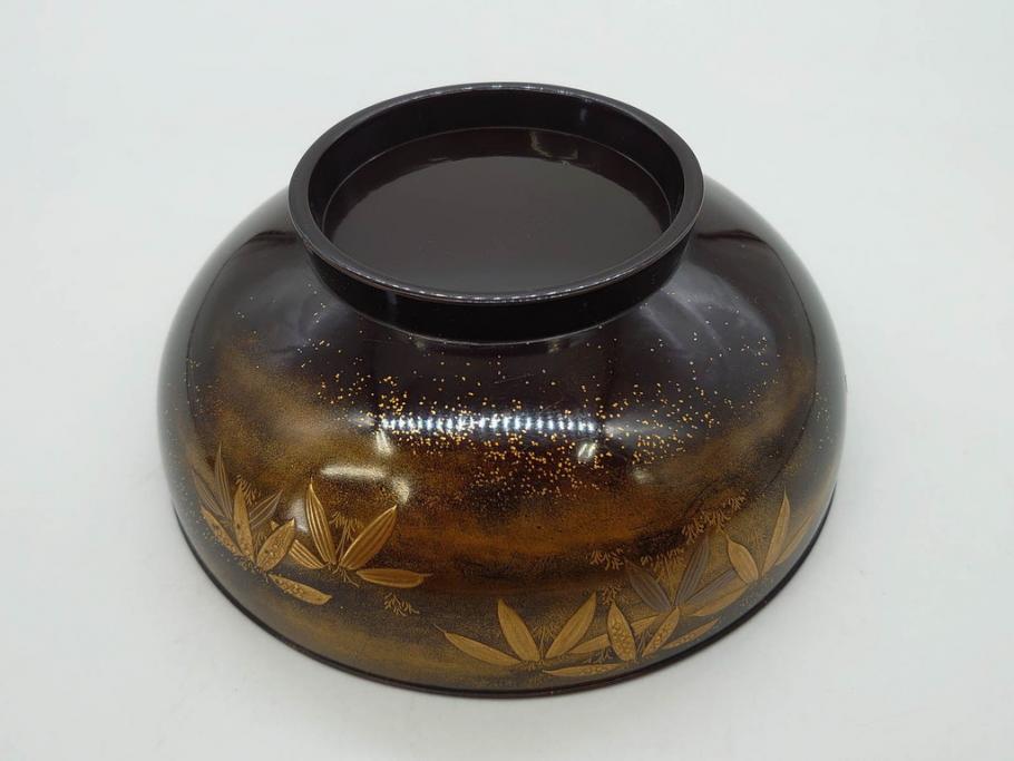 明治期　上手物　高蒔絵　金梨地　梅竹　眩い煌めきに見惚れる煮物椀10客セット(笹、漆器、和食器、木製椀、汁椀、吸物椀、お椀、共箱付き)(R-079680)