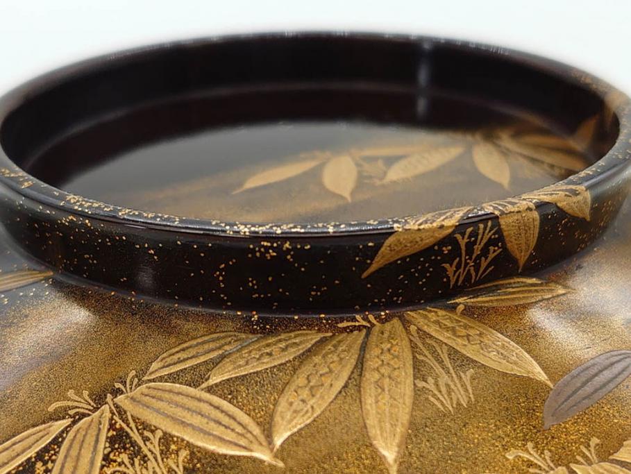 明治期　上手物　高蒔絵　金梨地　梅竹　眩い煌めきに見惚れる煮物椀10客セット(笹、漆器、和食器、木製椀、汁椀、吸物椀、お椀、共箱付き)(R-079680)