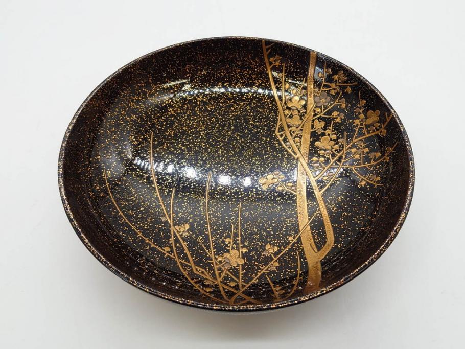 明治期　上手物　高蒔絵　金梨地　梅竹　眩い煌めきに見惚れる煮物椀10客セット(笹、漆器、和食器、木製椀、汁椀、吸物椀、お椀、共箱付き)(R-079680)