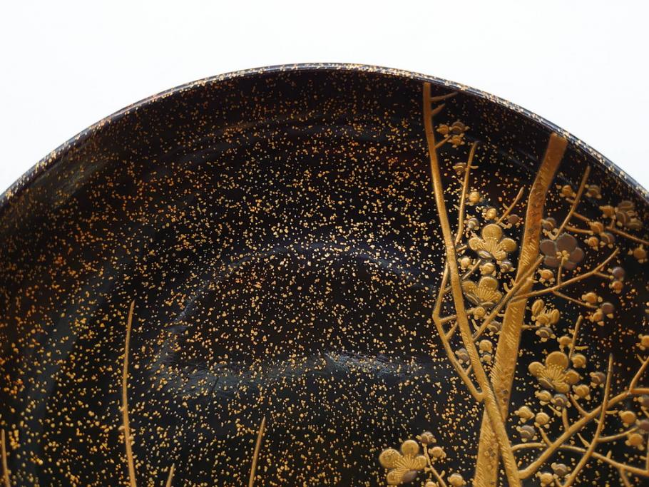 明治期　上手物　高蒔絵　金梨地　梅竹　眩い煌めきに見惚れる煮物椀10客セット(笹、漆器、和食器、木製椀、汁椀、吸物椀、お椀、共箱付き)(R-079680)