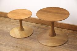 ヴィンテージ家具　デンマークビンテージ　Nanna Ditzel(ナナ・ディッツェル)　TRISSEN STOOL(トリッセンスツール)　北欧スタイルやナチュラルスタイルの空間づくりに活躍するスツール2脚セット(サイドテーブル、コーヒーテーブル、ラウンドテーブル)(2つで定価約12万円)(R-054437)