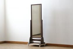 中古　松本民芸家具　シンプルながら品の良い佇まいが魅力のD型姿見(スタンドミラー、鏡)(定価約14万8千円)(R-079536)