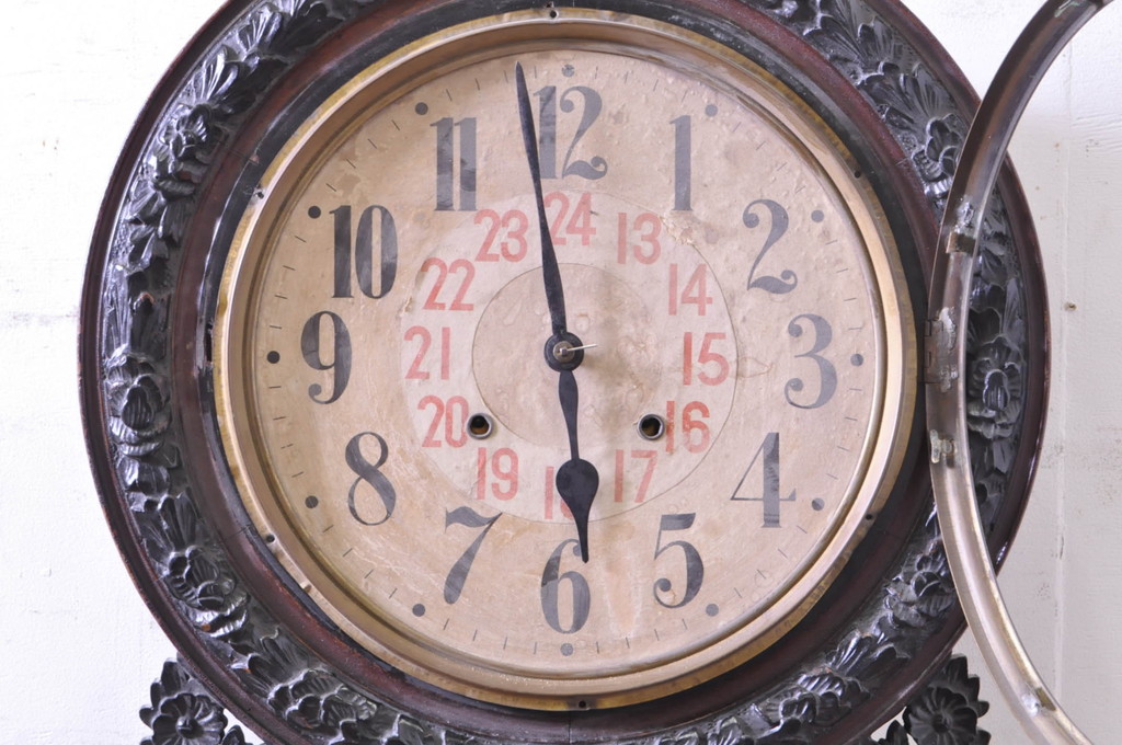 和製アンティーク　精工舎(SEIKOSHA、セイコー)　TRADE(S)MARK　HIGH GRADE EIGHT DAY CLOCK　繊細な彫刻が素敵な掛け時計(柱時計、古時計、振り子時計)(R-072186)