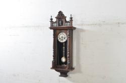 和製アンティーク　昭和レトロ　木目調デザインが素敵な掛け時計(柱時計、古時計、振り子時計)(R-072409)