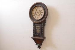 和製アンティーク　精工舎(SEIKOSHA、セイコー)　14DAY　TRADE(S)MARK　レリーフデザインが素敵な掛け時計(柱時計、古時計、振り子時計)(R-072160)