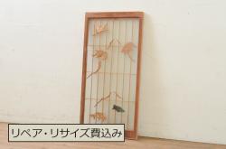 アンティーク建具　ヒノキ材・腰板ケヤキ材　上品さと重厚感を兼ね備えた富山蔵戸1枚(格子蔵戸、玄関戸、玄関ドア、引き戸)(R-051730)